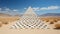 A lone abstract and illusion pyramid in the desert