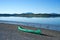 Lone canoe on shore