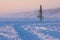 Lone Christmas Tree on Frozen Lake, Yellowknife, Canada