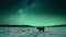 Lone Cow under Milky Way Aurora Night: Minimalist Monochromatic Landscape in 32K UHD, Generative AI
