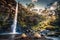 Lone Creek Waterfall in Mpumalanga, South Africa, with sunlight