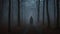 A lone figure makes their way through on a moonless Halloween night. Image is generated with the use of an Artificial intelligence