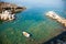 Lone fishing boat in Mediterranean emerald waters