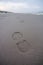 Lone footprint at beach
