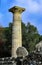Lone huge existing pillar of the Temple of Zeus at ancient runis in Olympia Greece - site of the first Olympics