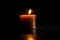 Lone lit candle, dark minimalist background, warmth and light, generative AI