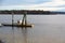 Lone lobster boat at a floating dock