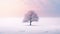 Lone lonely tree in winter solitude, minimalist. Generative AI weber.