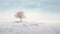 Lone lonely tree in winter solitude, minimalist. Generative AI weber.