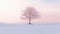 Lone lonely tree in winter solitude, minimalist. Generative AI weber.