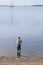 A lone man fishing