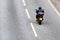 Lone motorcycle on uk motorway in fast motion