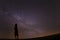 A Lone Nomad Is Silhouetted Against The Sky As The Sun Rises On The Sahara Desert In Morocco, Arica