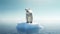 Lone polar bear on a ice floe in the middle of the arctic ocean in search of food, of the effects of global warming and climate