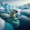Lone polar bear swims across the vast Arctic Ocean in search for food
