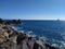 Lone ship in the Atlantic Ocean