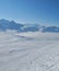 Lone skier on moghul field in Alps
