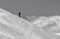 Lone skier on top of the mountain. Mountain Elbrus.