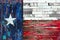 Lone Star flag. Flag of Texas on old painted grunge planks background