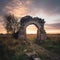 Lone Stone Archway at Sunset