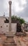 Lone stone pillar in center of Kaddirampura, Karnataka, India