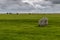 Lone stone at Stonehenge on a cloudy day