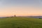 A lone tree on a hill and a family who decided to fly an artificial kite timelapse during the autumn sunset, capturing the sunset