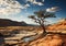 A lone tree in the middle of desert