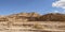 Lone Umbrella Thorn Acacia High Above Wadi Nahal Nekarot Stream Bed in Israel