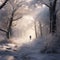 Lone wanderer in January\'s snowy embrace