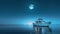 Lone yacht with Super Full Moon AI generated image