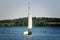 Lone yacht in Trakai lake