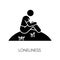 Loneliness black glyph icon