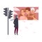 Loneliness with Lonely Man Character Standing on Traffic Light Having Flashback Vector Illustration