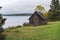 Lonely abandoned cabin or shack at Stony Point on Lake Superior near Knife River, Minnesota