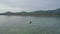 Lonely Abandoned Fisherman Boat in Sea. Aerial View