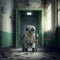 Lonely, abandoned robot in a mental institution. Generative AI