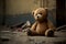 lonely and abandoned teddy bear. AI Generated