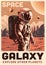 Lonely astronaut colorful vintage poster