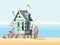 Lonely beach hut illustration