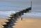 Lonely beach, Norfolk, sea defences, zigzag wooden