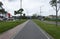 A lonely bike path lane knowed as `cicloruta` at north of the city