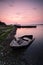 Lonely boat on the bank