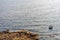 Lonely boat floating on the Mediterranean sea near Sliema coastline, Malta