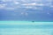 Lonely boat in the Indian ocean, Male, Maldives. Copy space for