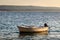 Lonely Boat and Island Brac at Sunset, Dalmatia