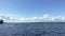 Lonely boat in a large pond in fine weather