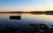 Lonely boat in Roskilde fjord of Denmark