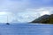 Lonely catamaran heading for the Bora-Bora island
