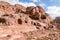 Lonely caves in ancient city of Petra. Petra is one of the Seven Wonders of the Word